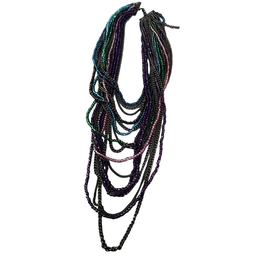 Beaded Multi Chain Layered Necklace